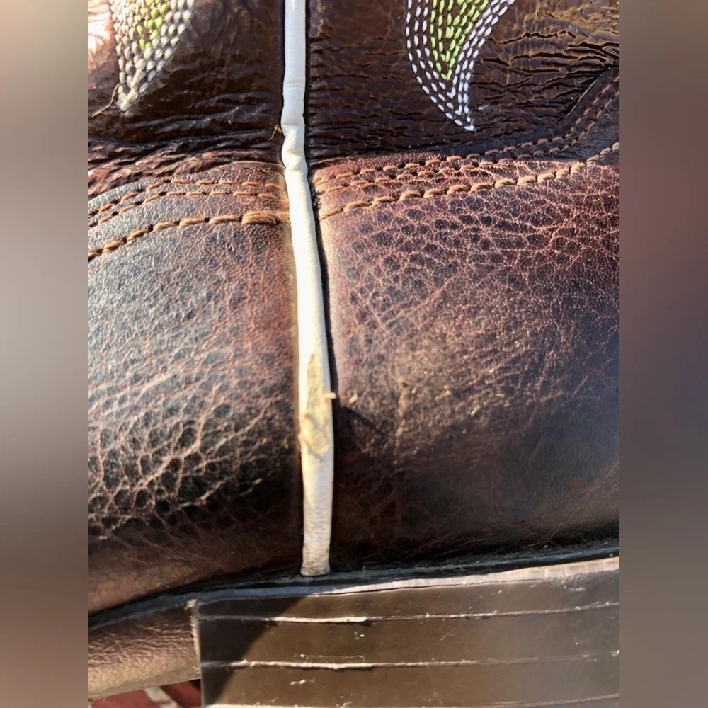 🪺Ariat Leather Tombstone Embroidered Western Boots - Picture 16 of 16